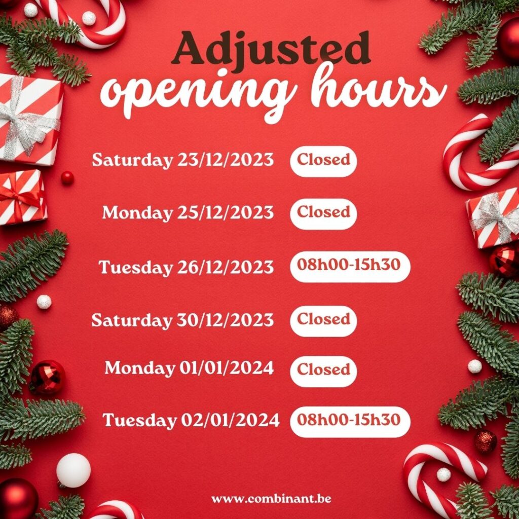 Adjusted opening hours holiday period